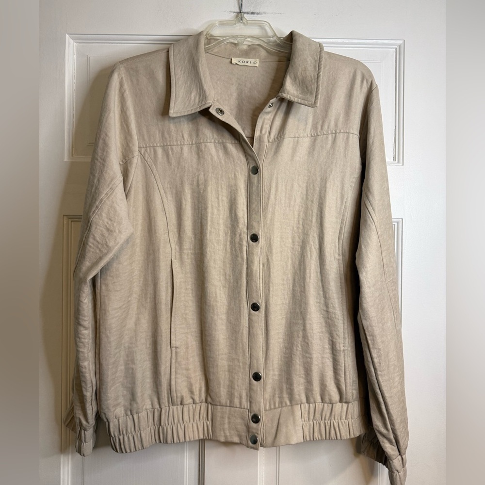 Kori America Peach Skin Snap Front Jacket